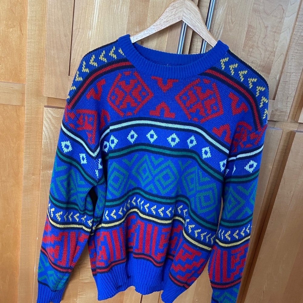 Vintage Multicolor Patterned Sweater